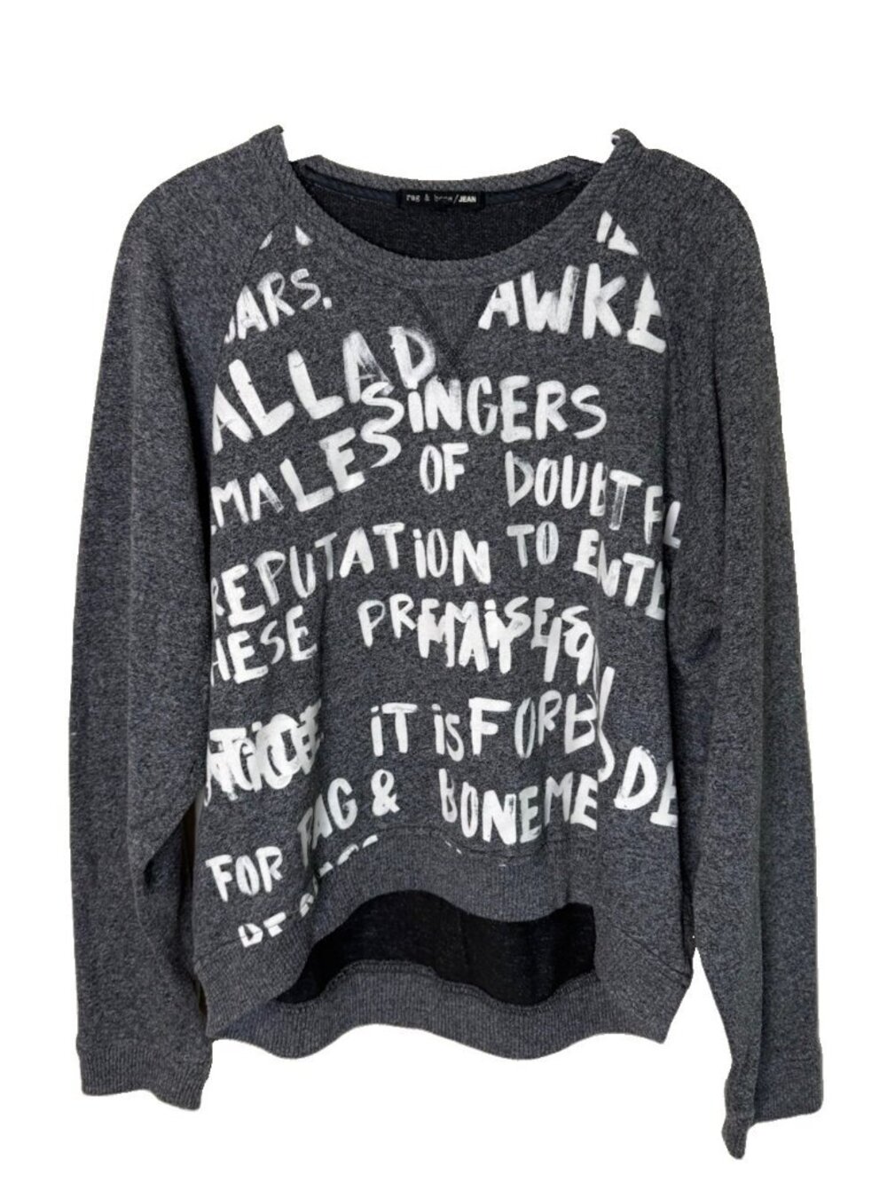 Rag & Bone Graphic Sweatshirt Oversized Gray Singers